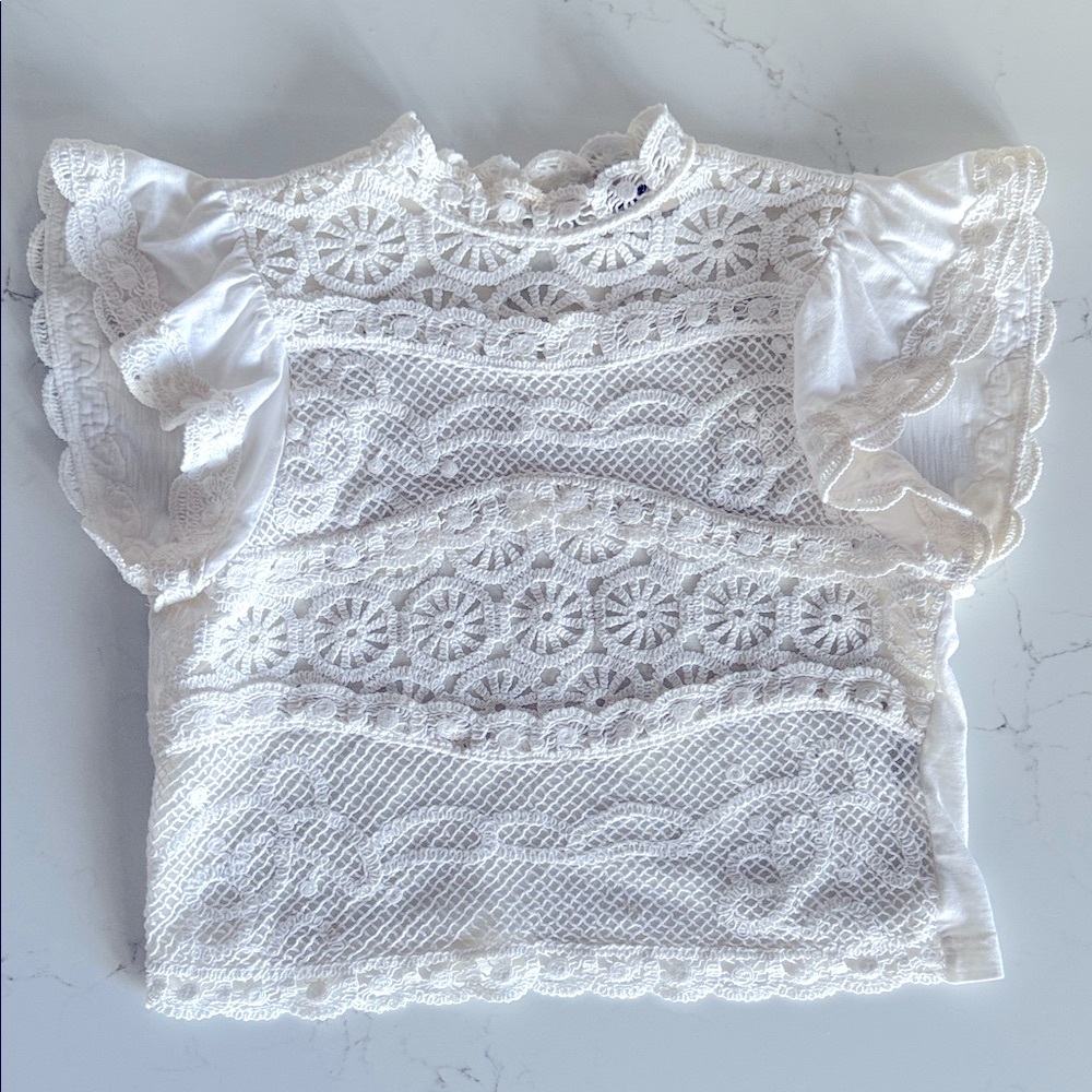 Anthropologie Ollari New York Ivory Crochet Blouse
